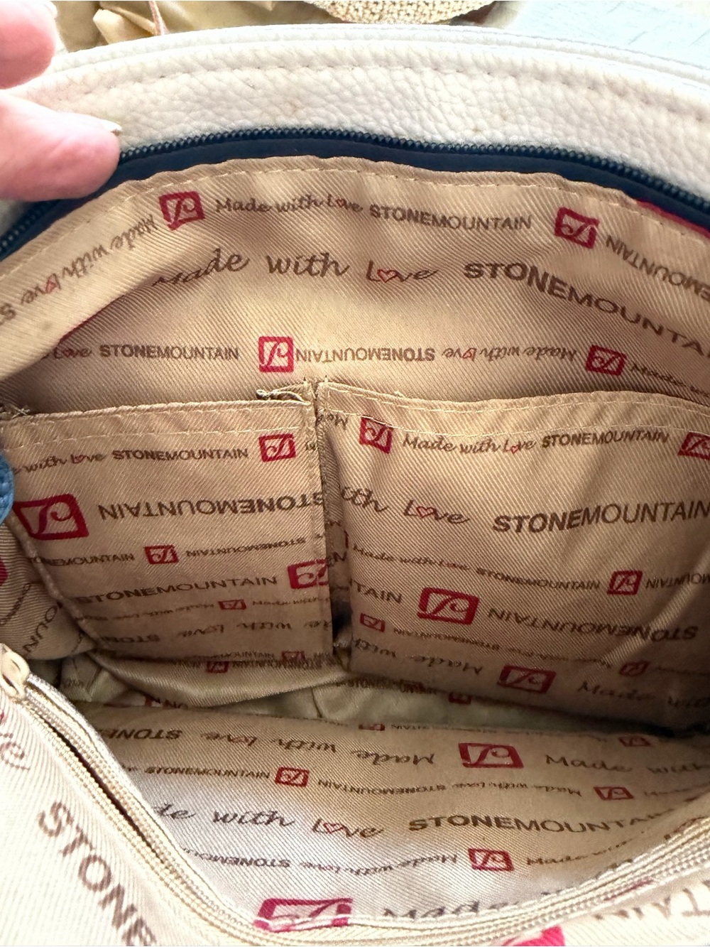 Stone Mountain Accessories Navy and Cream Pebbled Shoulder Bag - Picture 8 of 9